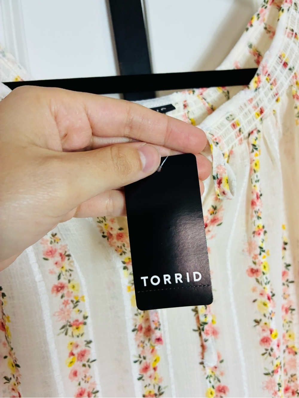 Torrid Floral Stripe Peasant Blouse tie top, slight sheer NWT Size 3X - Picture 14 of 15